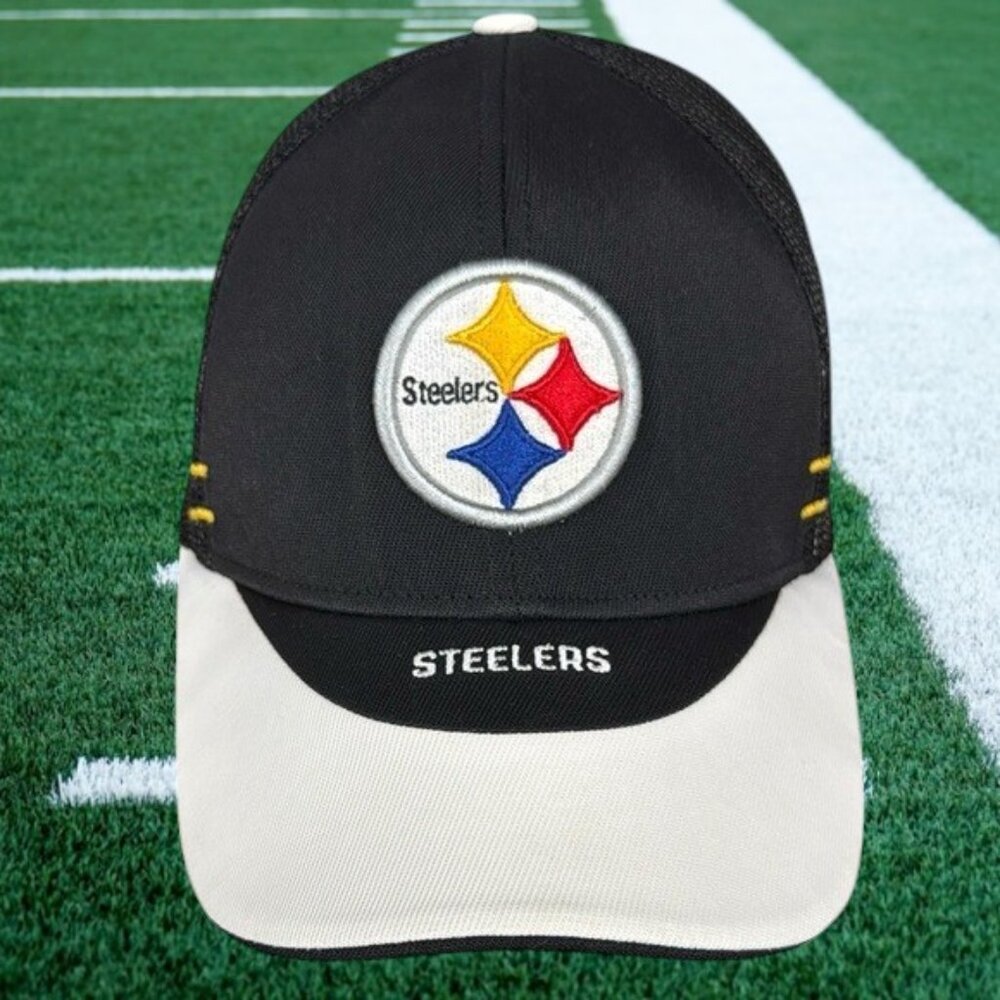 NWOT Reebok Pittsburgh Steelers White Black Yellow Embroidered Hat Cap OSFA